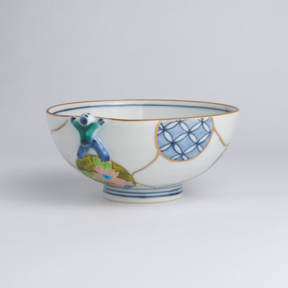 Mini rice bowl -Ikkanjin kochi "一閑人交趾" Kintsugi "金継" imitation blue