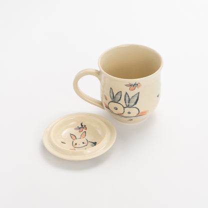 Lidded Mug -Friendly rabbits M