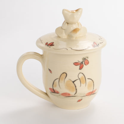 Lidded Mug -Friendly Cats O