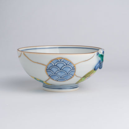 Mini rice bowl -Ikkanjin kochi "一閑人交趾" Kintsugi "金継" imitation blue