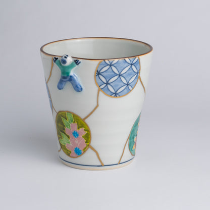 Tumbler -Kochi Ikkanjin"交趾一閑人" Kintsugi"金継" imitation, blue