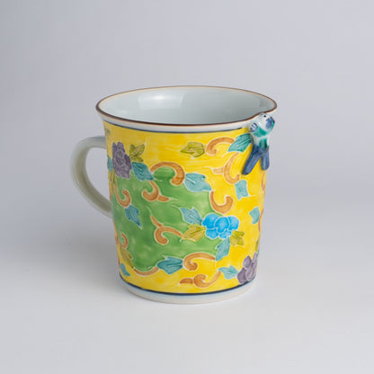 Mug -Yellow  base Kochi"交趾" Ikkanjin"一閑人" Arabesque Blue