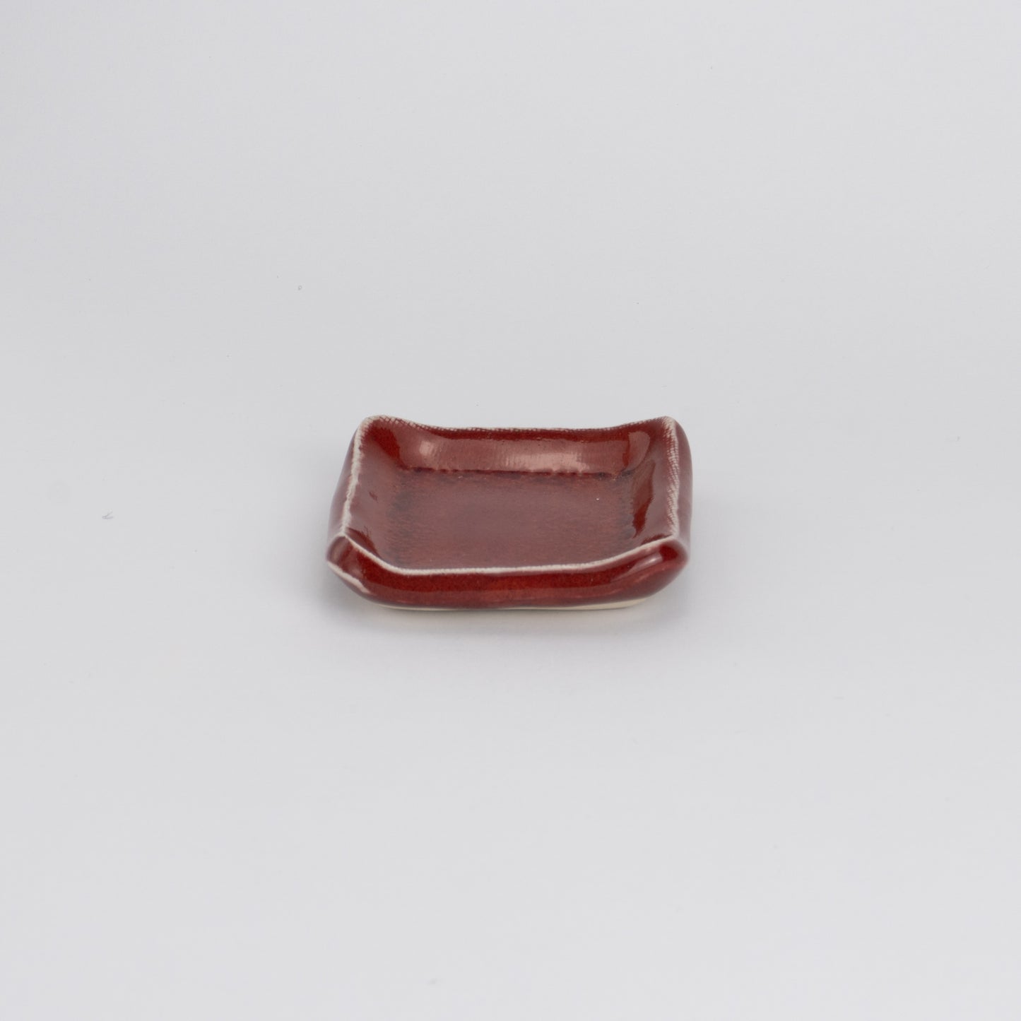 Square tiny plate - Cinnabar glaze "辰砂"