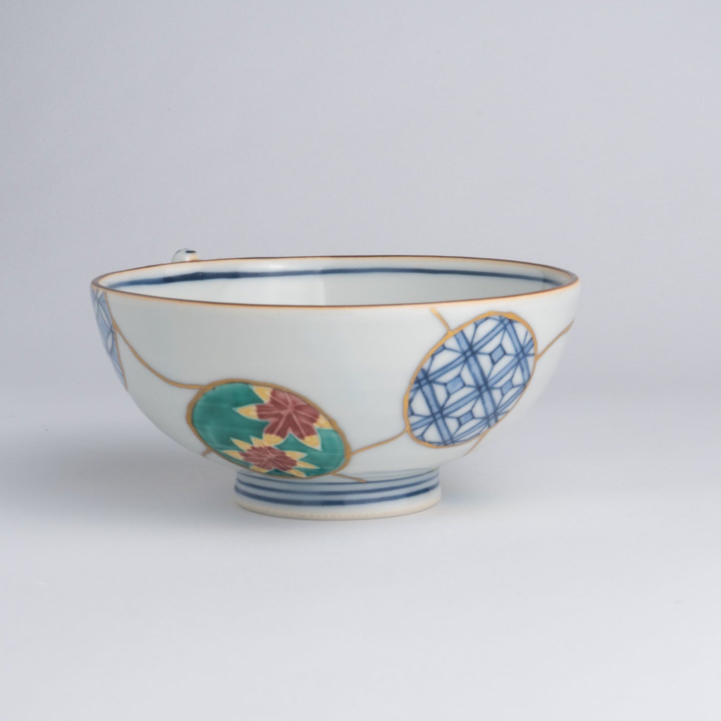 Mini rice bowl -Ikkanjin kochi "一閑人交趾" Kintsugi "金継" imitation blue