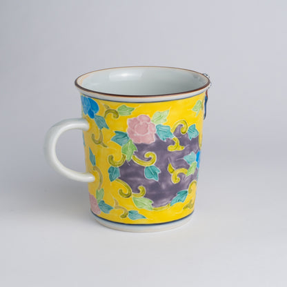 Mug -Yellow  base Kochi"交趾" Ikkanjin"一閑人" Arabesque Red