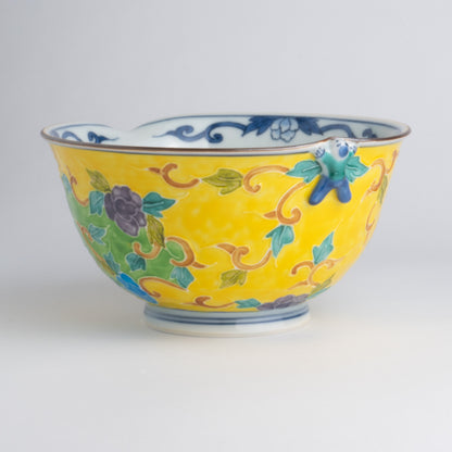 Lipped bowl -Ikkanjin "一閑人" arabesque yellow