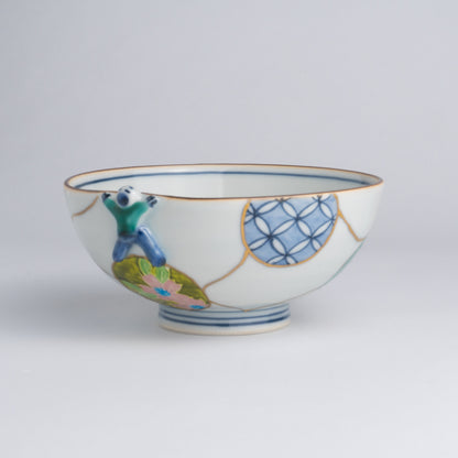 Mini rice bowl -Ikkanjin kochi "一閑人交趾" Kintsugi "金継" imitation blue