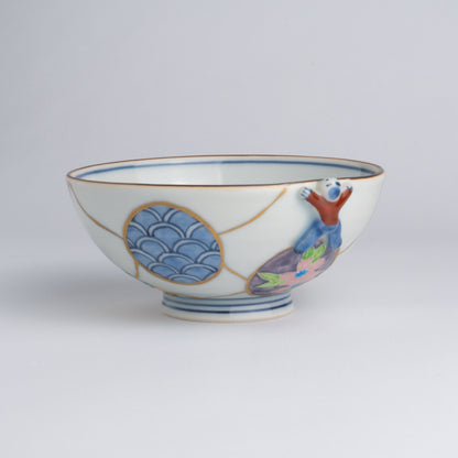 Mini rice bowl -Ikkanjin kochi "一閑人交趾" Kintsugi "金継" imitation red