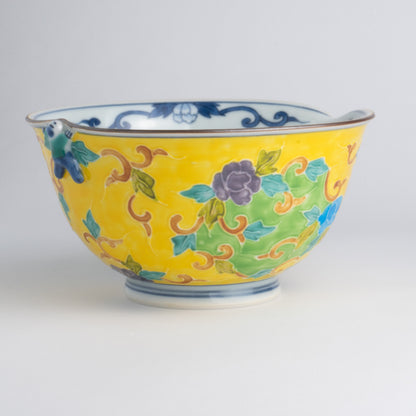 Lipped bowl -Ikkanjin "一閑人" arabesque yellow