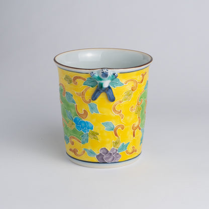 Mug -Yellow  base Kochi"交趾" Ikkanjin"一閑人" Arabesque Blue