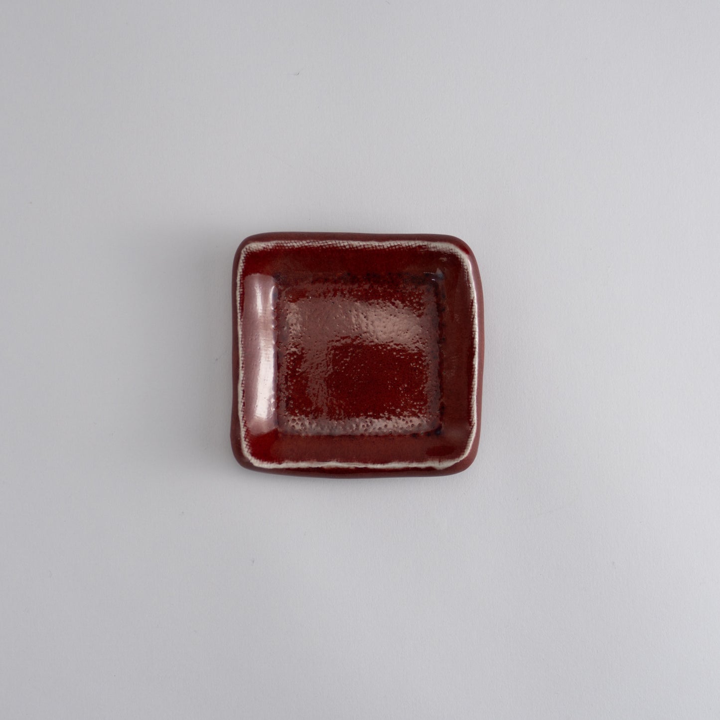 Square tiny plate - Cinnabar glaze "辰砂"