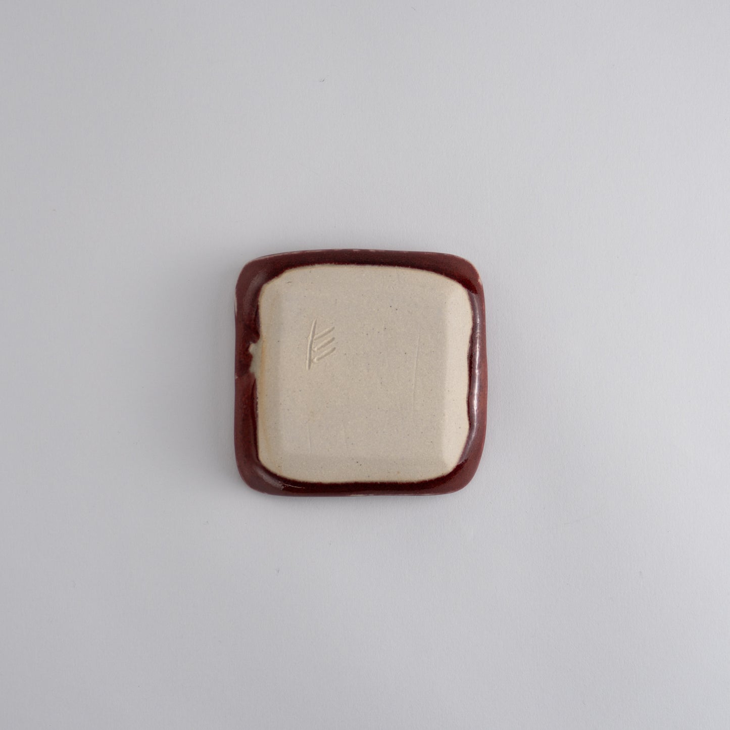 Square tiny plate - Cinnabar glaze "辰砂"