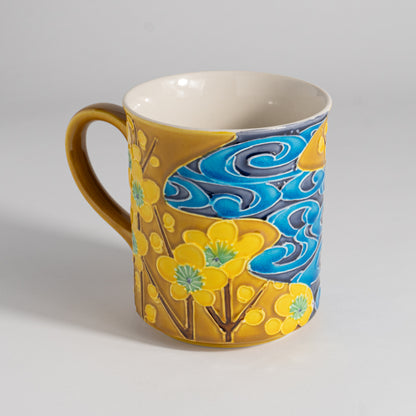 Mug -Plum and River wave  Yellow