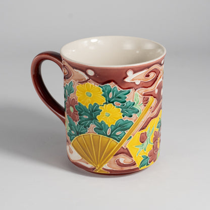 Mug -Seasonal flowers in OGI"扇"  Pink