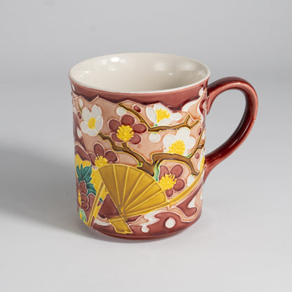 Mug -Seasonal flowers in OGI"扇"  Pink