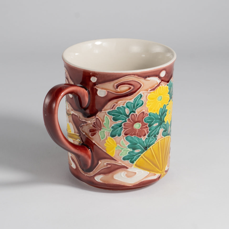 Mug -Seasonal flowers in OGI"扇"  Pink