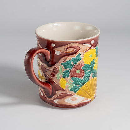 Mug -Seasonal flowers in OGI"扇"  Pink