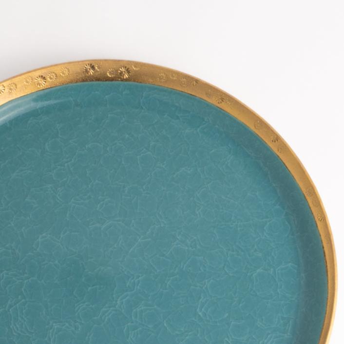 Salad Plate - Tortoiseshell Crackle Blue by Tohsen-kiln