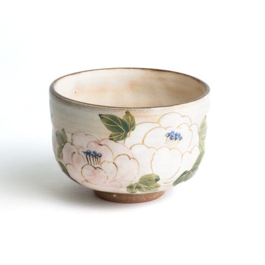 Small teabowl Waka "和歌"  Peony by Shunzan-Kiln