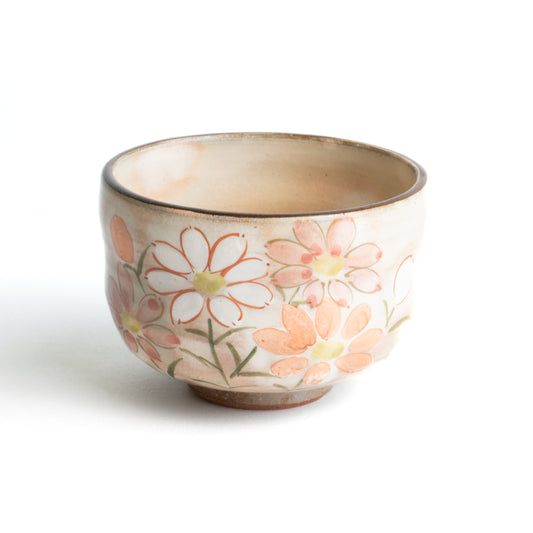 Small teabowl Waka "和歌"  Cosmos by Shunzan-Kiln