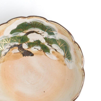 Flower edged bowl  -Pine tree by Shunzan-Kiln