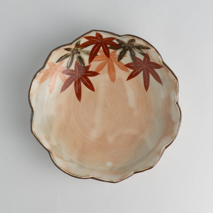 Flower edged bowl  -  Autumn Leaves