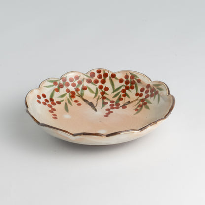 Flower edged bowl  - Nandina