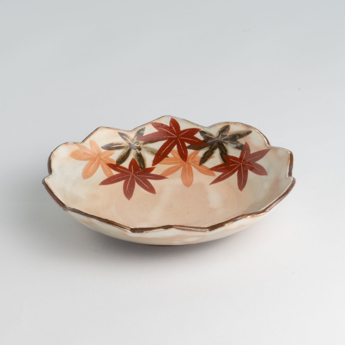 Flower edged bowl  -  Autumn Leaves