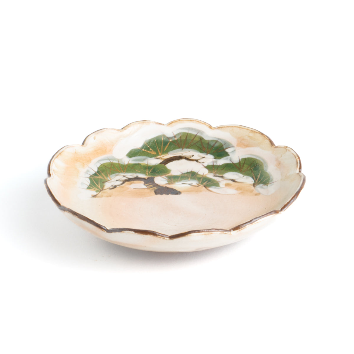 Flower edged bowl  -Pine tree by Shunzan-Kiln