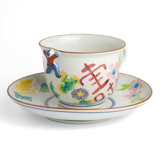 Cup and saucer -Ikkanjin"一閑人" 「Kotobuki"寿"」  by Shuhodo