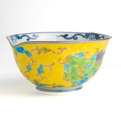 Lipped bowl -Ikkanjin "一閑人" arabesque yellow  by Shuhodo