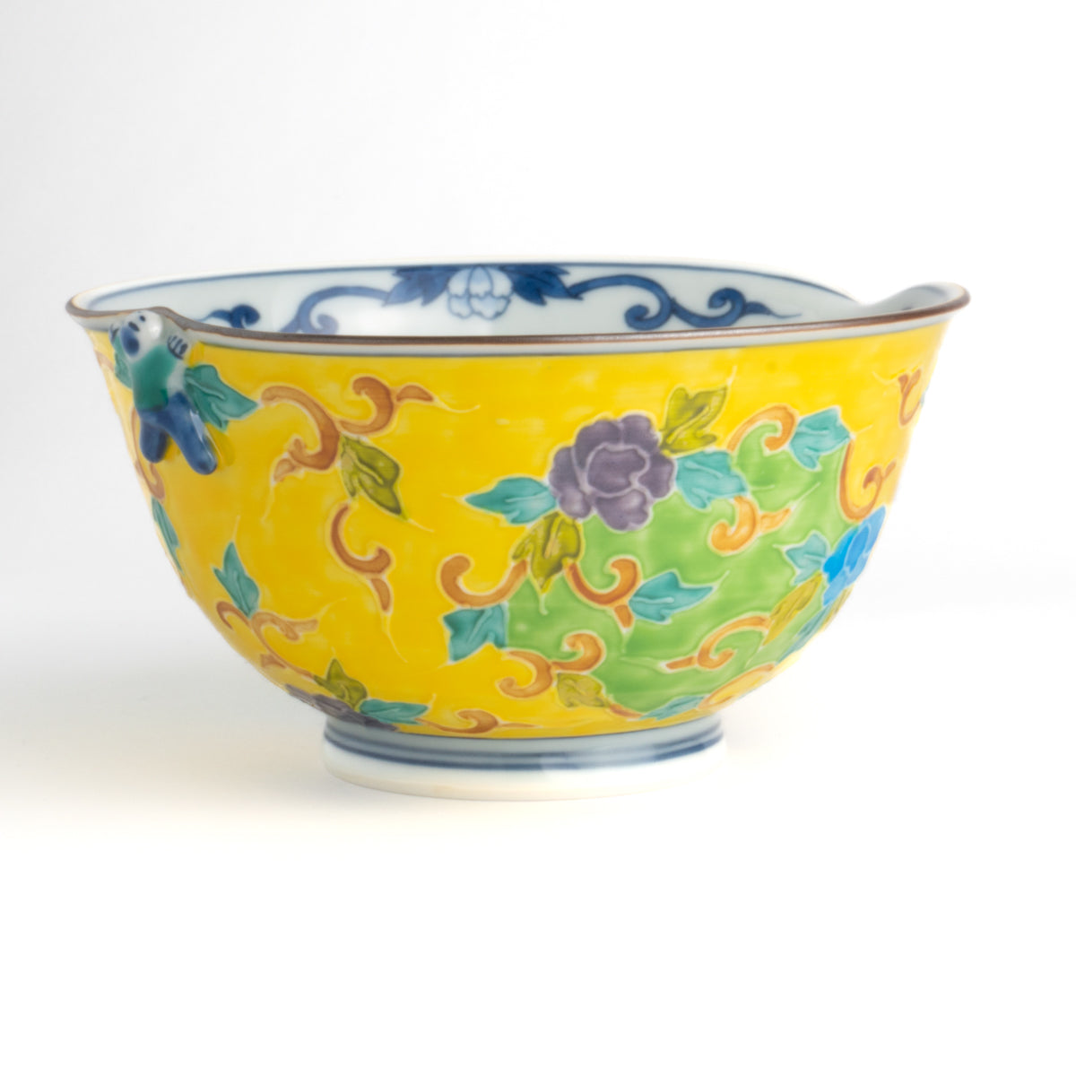 Lipped bowl -Ikkanjin "一閑人" arabesque yellow  by Shuhodo