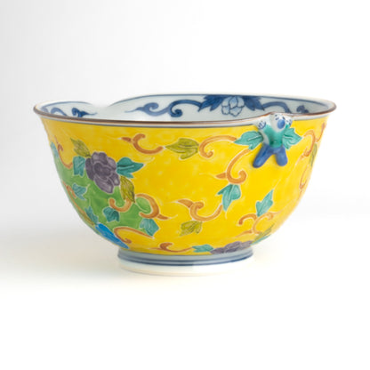 Lipped bowl -Ikkanjin "一閑人" arabesque yellow  by Shuhodo