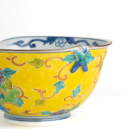 Lipped bowl -Ikkanjin "一閑人" arabesque yellow  by Shuhodo