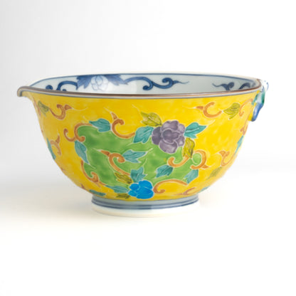 Lipped bowl -Ikkanjin "一閑人" arabesque yellow  by Shuhodo