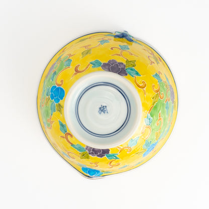 Lipped bowl -Ikkanjin "一閑人" arabesque yellow  by Shuhodo