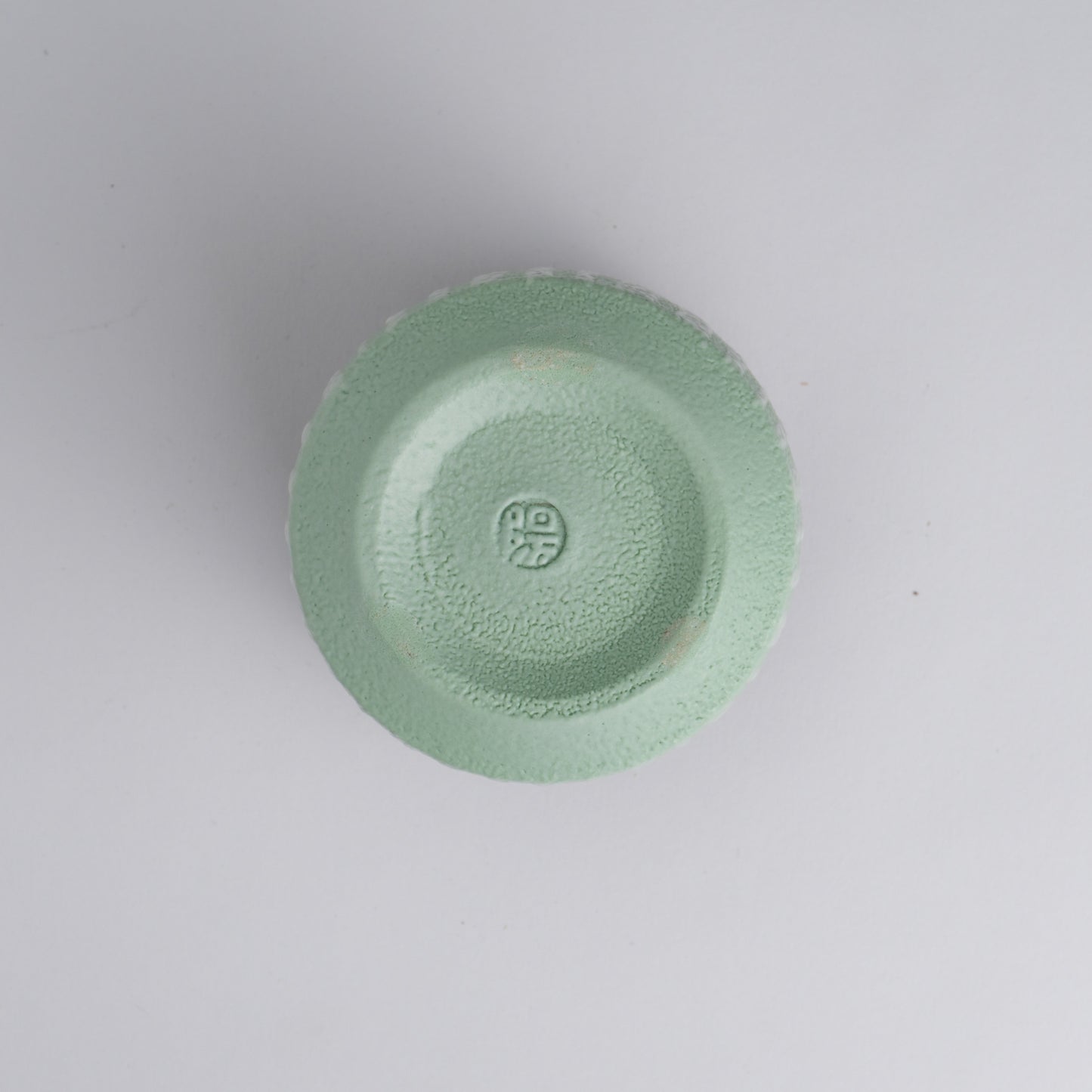 Vertical-sided Teacup - Glazed and painted, light green