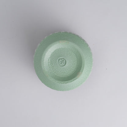 Vertical-sided Teacup - Glazed and painted, light green