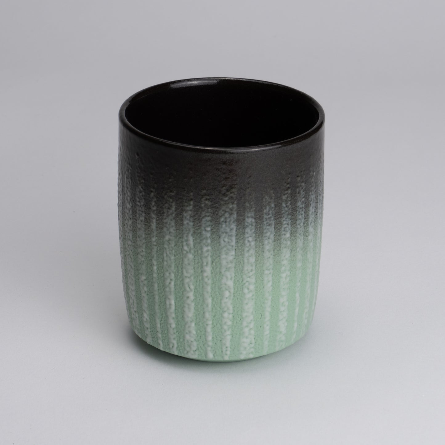 Vertical-sided Teacup - Glazed and painted, light green