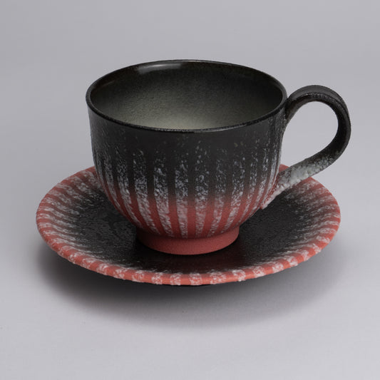 Cup and saucer -Glazed Mud Color   red