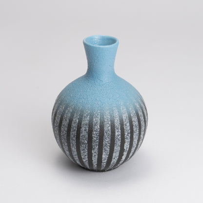 Single flower vase　- Glazed Mud Color  Indigo Blue