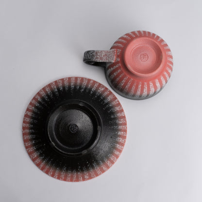 Cup and saucer -Glazed Mud Color   red