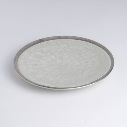 Small plate- Tortoiseshell Crackle, Gray