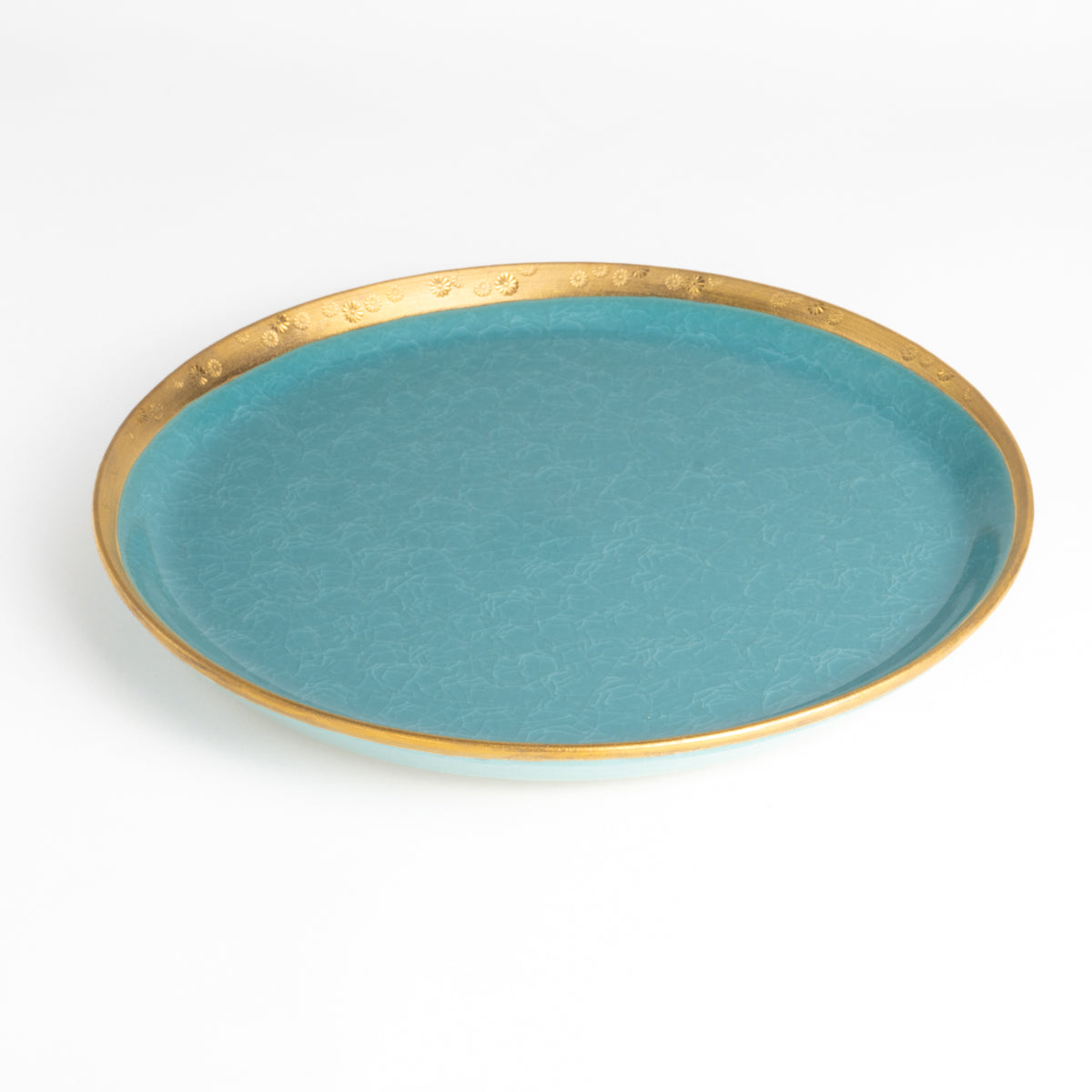 Salad Plate - Tortoiseshell Crackle Blue by Tohsen-kiln