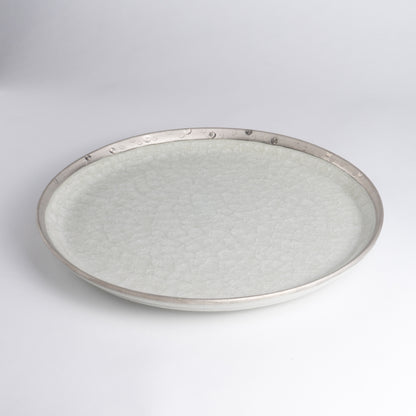 Dinner Plate- Tortoiseshell Crackle Grey