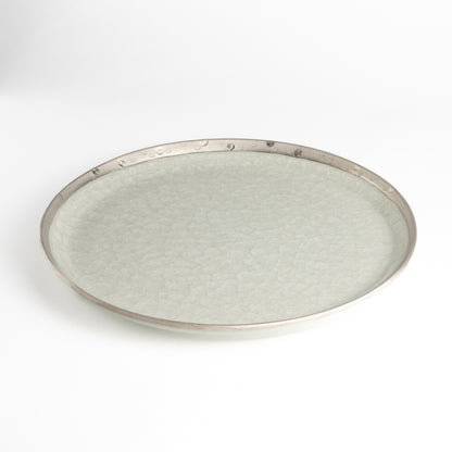 Side Plate-  Tortoiseshell Crackle Grey by Tohsen-kiln