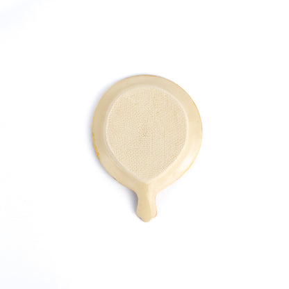 Tiny plate formed Uchiwa -Rust painting「Ebi Kotobuki"寿"」 by Kiko-kiln