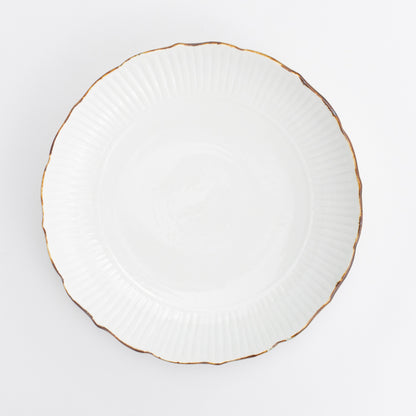 Rimmed dinner plate - Relief engraving, white porcelain