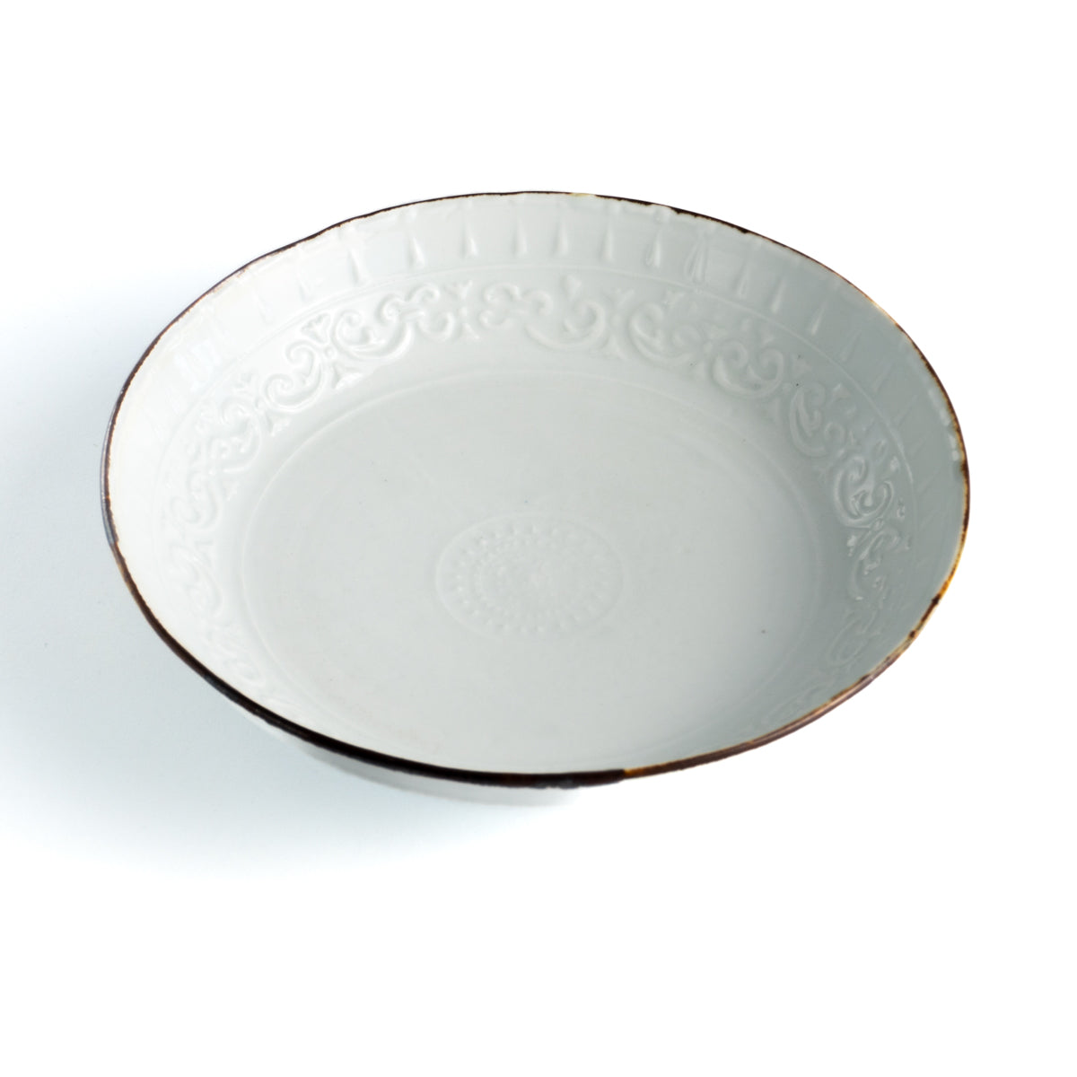 Side bowl -Relief engraved ,white porcelain by Tanaka-pottery