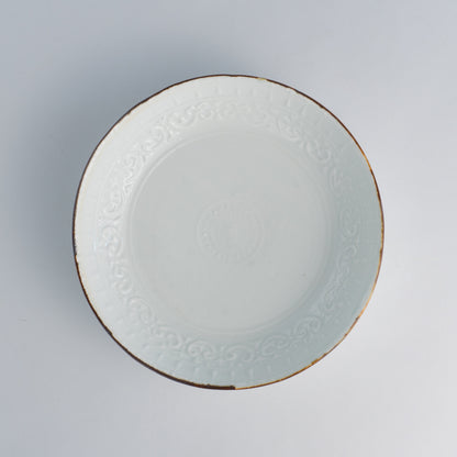 Side bowl -Relief engraved ,white porcelain